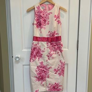 Sara Campbell cream and pink sheath dress size 2